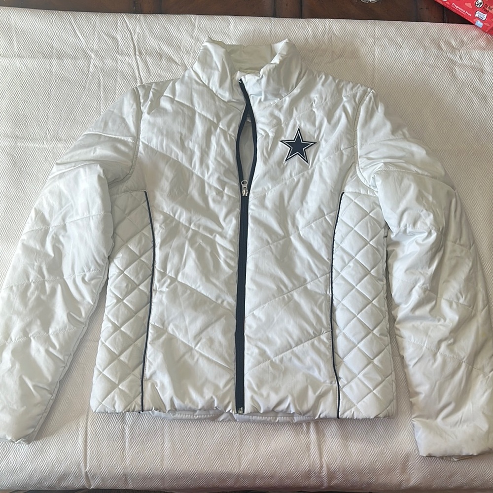 Team Apparel White Puffer Jacket with Quilted Design